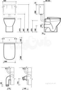 Twyford Moda Sanitaryware -  Moda Back-to-wall Toilet Pan Md1438wh