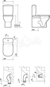Twyford Moda Sanitaryware -  Moda Close Coupled Toilet Pan Btw Multioutlet Flushwise Md1468wh