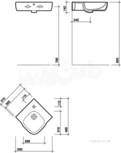 Twyford Moda Sanitaryware -  Moda 500 Corner Washbasin 1 Tap Md4191wh