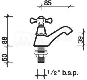 Twyford Traditional Brassware -  Mansfield 1/2 Pillar Taps Mf5205cp