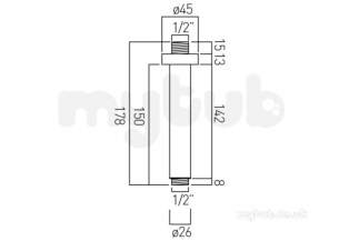 Vado Brassware -  Mix Ceiling Mounted Shower Arm 150mm