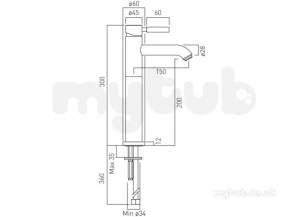 Vado Brassware -  Extend Mono Basin Mixer Single Lever Dck Mtd Nua-100e/sb-c/blk