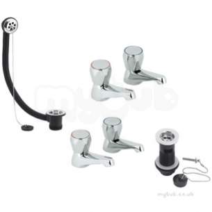 Twyford Traditional Brassware -  Option Basin And Bath Pillar Tap Packcp1/2 And 3/4 With Chrome Wastes Pk4015cp