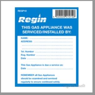 Regin Products -  Regin Regp10 Gas Appl Service Stickers