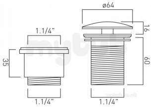 Vado Brassware -  Unslotd Lux Push Typ Ext Basin Waste 11/4in Pex-389-ns-c/p