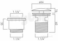 Vado Brassware -  Slottd Lux Push Type Basin Waste 11/4in