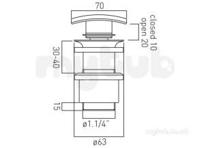 Vado Brassware -  Squ Push Type Unslottd Basin Waste 11/4in Pex-389/sq-ns-c/p