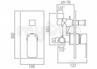 Vado Brassware -  Phase Conc Shower Valve With Diverter