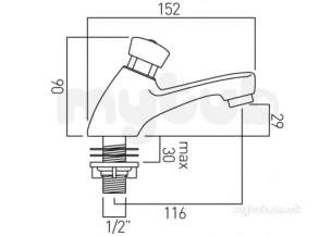 Vado Brassware -  Single Non-concussive S/cls Basin Push Tap