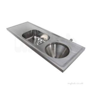 Twyford Stainless Steel -  1600 Disposal Hopper And Worktop Back Inlet Left Hand Drainer Htm64 Duhs Ps8106ss