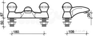 Twyfords Contemporary Brassware -  Radius Deck Mounted 2 Tap Bath Filler Ra5255cp