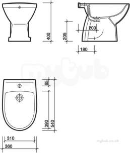 Twyford Mid Market Ware -  Refresh Bidet Free Standing 1 Tap Re3111wh