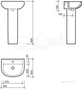 Twyford Mid Market Ware -  Refresh Square 450 Basin 1 Tap Rs4811wh