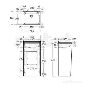 Armitage Shanks Commercial Sanitaryware -  Armitage Shanks Denholm S2992 Shroud Pol S/s Exposed Fxg