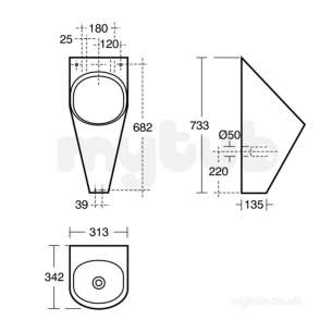 Armitage Shanks Commercial Sanitaryware -  Armitage Shanks Tay S6399 Urinal Ri Pol S/s