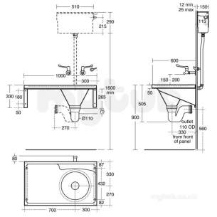 Armitage Shanks Commercial Sanitaryware -  Armitage Shanks Stirling Slopper 100x60 Pol S/s Bi Rh