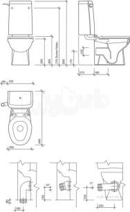 Sola School Rimless 350 Close Coupled Toilet Pan Ho Sa1514wh