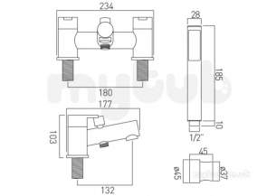 Vado Brassware -  Vado Sense 2 Hole B/shower Mixer Deck Mtd Plus Shower Kit