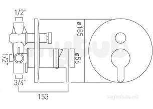 Vado Brassware -  Sense Conc Thermo Shower Valve Plus Diverter