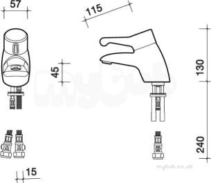 Twyfords Commercial Sanitaryware -  Sola Thermostatic Monobloc Tmv3 Flexible Hose Sf1054cp