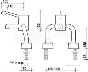 Twyfords Commercial Brassware -  Sola Deck Mounted Thermostatic Surgeons Mixer Tmv3 Sf1057cp