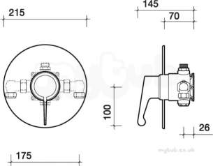 Twyfords Commercial Brassware -  Sola Thermostatic Shower Valve Conc Tmv3 And Chrome Elbow Sf1155cp