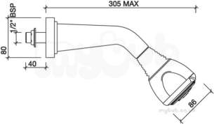 Twyfords Commercial Brassware -  Twyford Sola Shower Fixed Head Sf1202cp