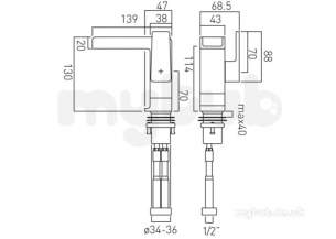 Vado Brassware -  Progressive Mono Basin Mixer Plus Waterfall