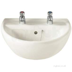 Twyfords Commercial Sanitaryware -  Sola Washbasin 500x400 2 Tap Sa4212wh