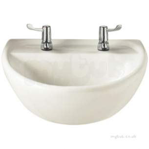 Twyfords Commercial Sanitaryware -  Sola Medical Washbasin 500x400 2 Tap Htm64-lb G M Sa4252wh