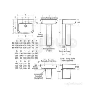 Ideal Standard Tempo Sanitaryware -  Ideal Standard Tempo T0584 600mm One Tap Hole Basin White