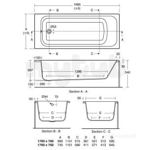 Ideal Standard Acrylic Baths -  Ideal Standard Softmood T9927 1700x700 No Tap Holes Bath White