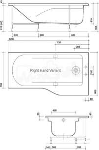 All Offset Family Bath 1700x750 Right Hand Complete 0 Tap Ta8920wh