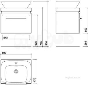 Twyford Moda Sanitaryware -  Vello 600 Vanity Unit Wenge Vo0131we