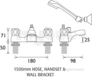 Bristan Brassware -  Club Bath Shower Mixer Eco6 Chrome Plated With Metal Heads Vac Lbsm E6 C Mt