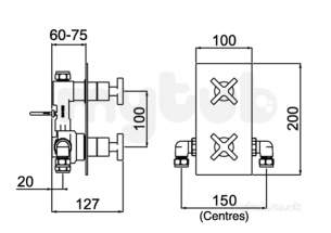 Bristan Showering -  Cascade Recessed Thermostatic Dual Control Shower Valve Chrome Cas Shcvo C