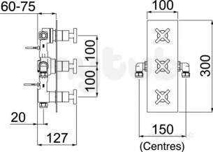 Bristan Showering -  Cascade Shower Valve Integral Two Outlet Diverter Stopcock Cas Shc3div C