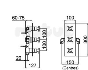 Bristan Showering -  Cascade Shower Valve With Integral Twin Stopcocks Chrome Cas Shc3stp C