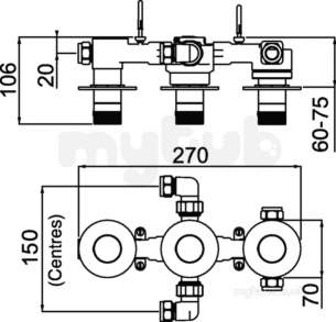 Bristan Showering -  Orb Shower Valve With Integral Two Outlet Diverter And Stopcock Chrome Orb Shc3div C