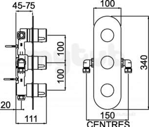 Bristan Showering -  Pivot Shower Valve With Integral Two Outlet Diverter Stopcock Piv Shc3div C