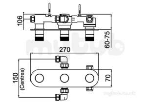 Bristan Showering -  Tria Shower Valve With Integral Two Outlet Diverter And Stopcock Chrome Tri Shc3div C