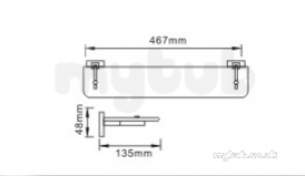 Bristan Accessories -  Sq Shelf C Square Glass Shelf 467mm