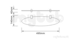 Bristan Accessories -  Ov Shelf C Oval Glass Shelf 495mm