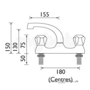 Bristan Brassware -  Club Deck Sink Mixer Exc Heads Cp