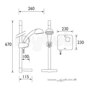 Bristan Showering -  Hydropower 1000 Therm Power Shower Wh