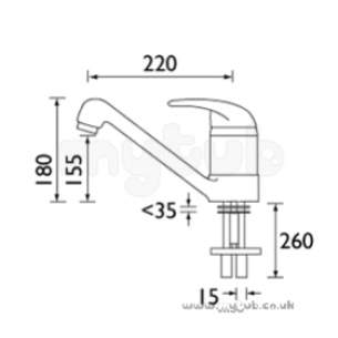 Bristan Brassware -  Java Single Flow Monobloc Sink Mixer White