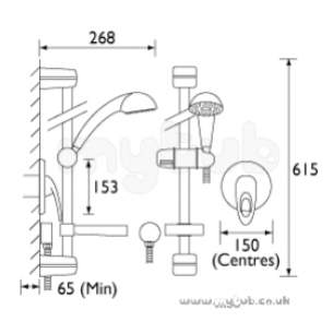 Bristan Showering -  Java Conc Manual Shower Adj Riser Cp