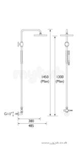 Bristan Showering -  Qube Sqr Pole Fixed Head And Diverter Cp