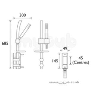 Bristan Showering -  Prism Pmvshxarc Vert Val Wth Adj Risr Cp