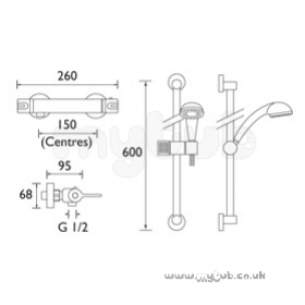 Bristan Brassware -  Design Utility Lever Bar Shower With Adj